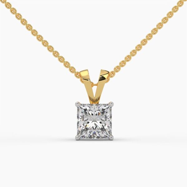 1 to 4 Carats Princess Cut Solitaire Pendant